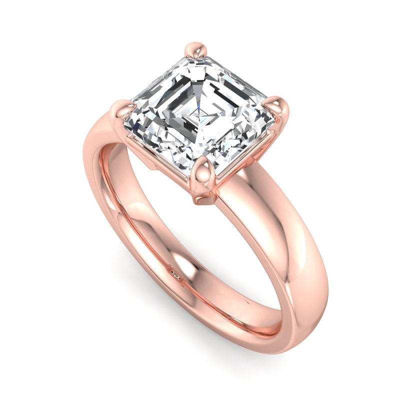 Rose Gold Modern Domed 3.5mm & 1ct Asscher Lab Grown Diamond Center