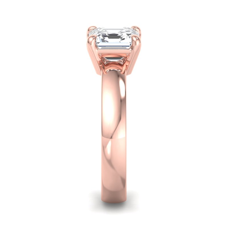 Rose Gold Modern Domed 3.5mm & 1ct Asscher Lab Grown Diamond Center