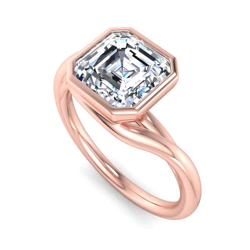 Rose Gold Nuvo Bezel & 1ct Asscher Lab Grown Diamond Center