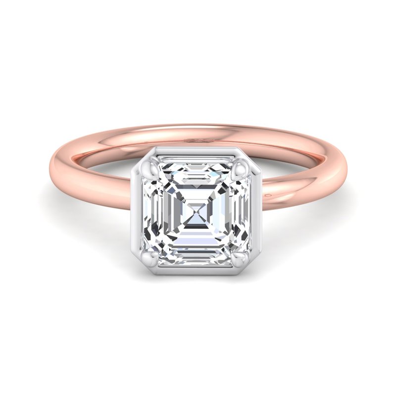 Rose Gold Classic Allure Bezel Solitaire & 1ct Asscher Lab Grown Diamond Center