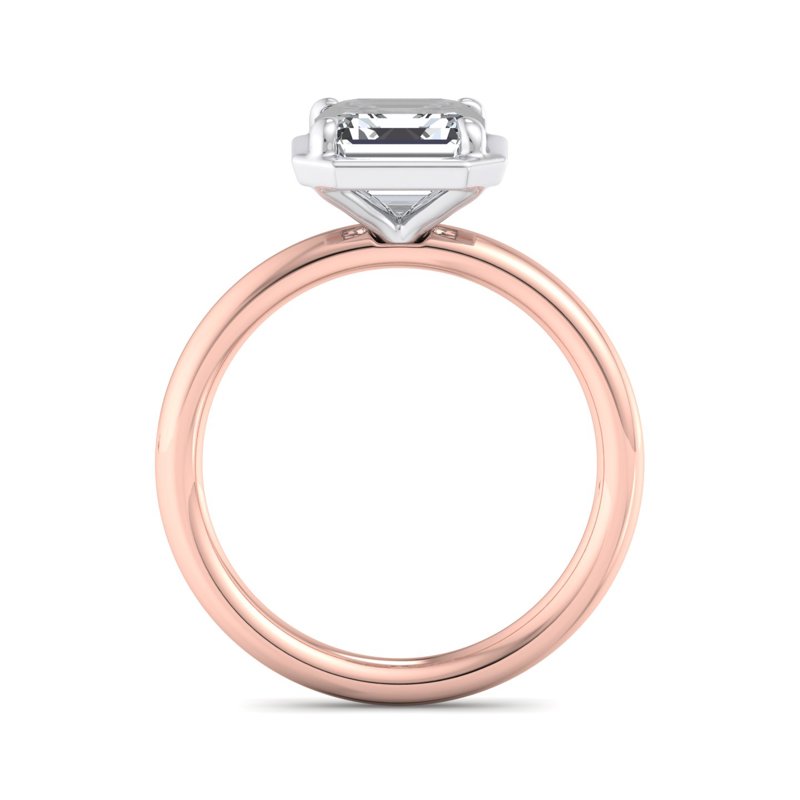 Rose Gold Classic Allure Bezel Solitaire & 1ct Asscher Lab Grown Diamond Center