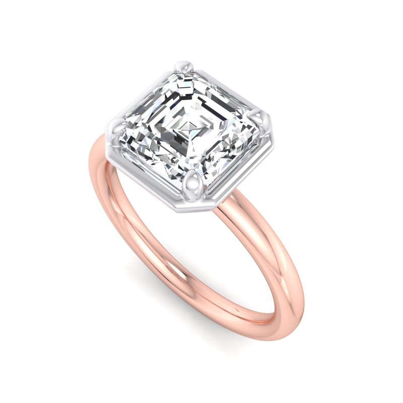Rose Gold Classic Allure Bezel Solitaire & 1ct Asscher Lab Grown Diamond Center