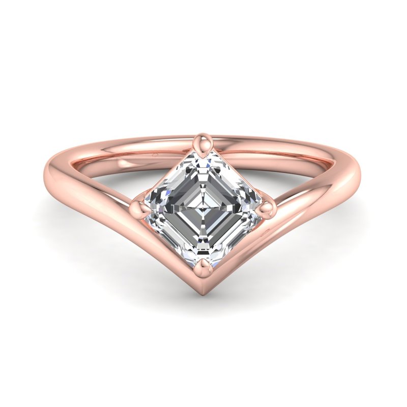 Rose Gold Haven V Solitaire & 1ct Asscher Lab Grown Diamond Center