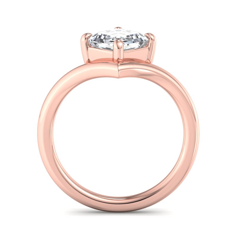 Rose Gold Haven V Solitaire & 1ct Asscher Lab Grown Diamond Center