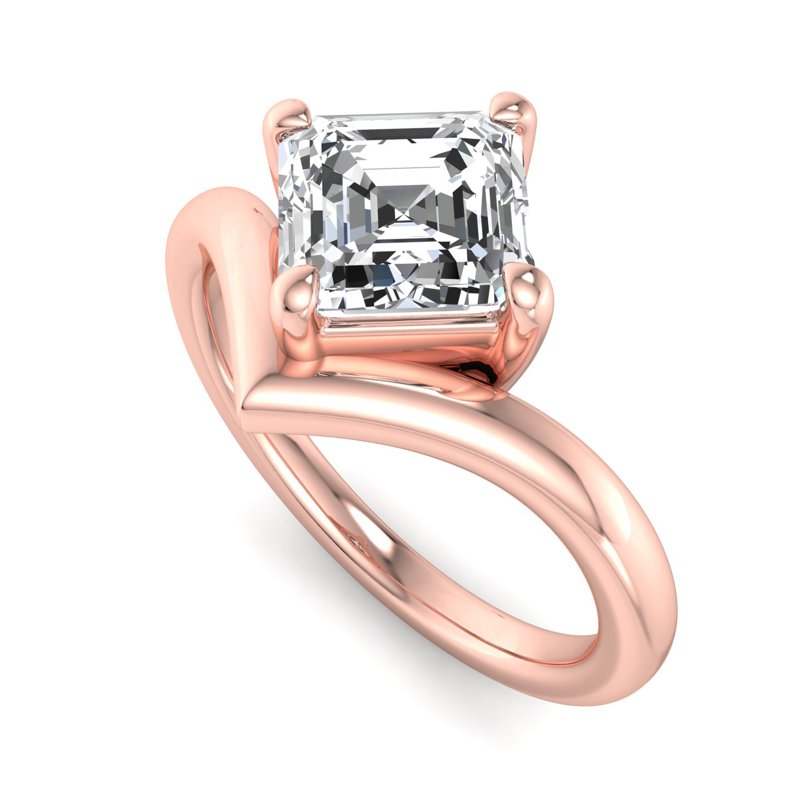 Rose Gold Haven V Solitaire & 1ct Asscher Lab Grown Diamond Center