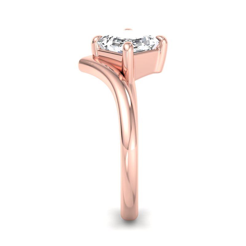 Rose Gold Haven V Solitaire & 1ct Asscher Lab Grown Diamond Center