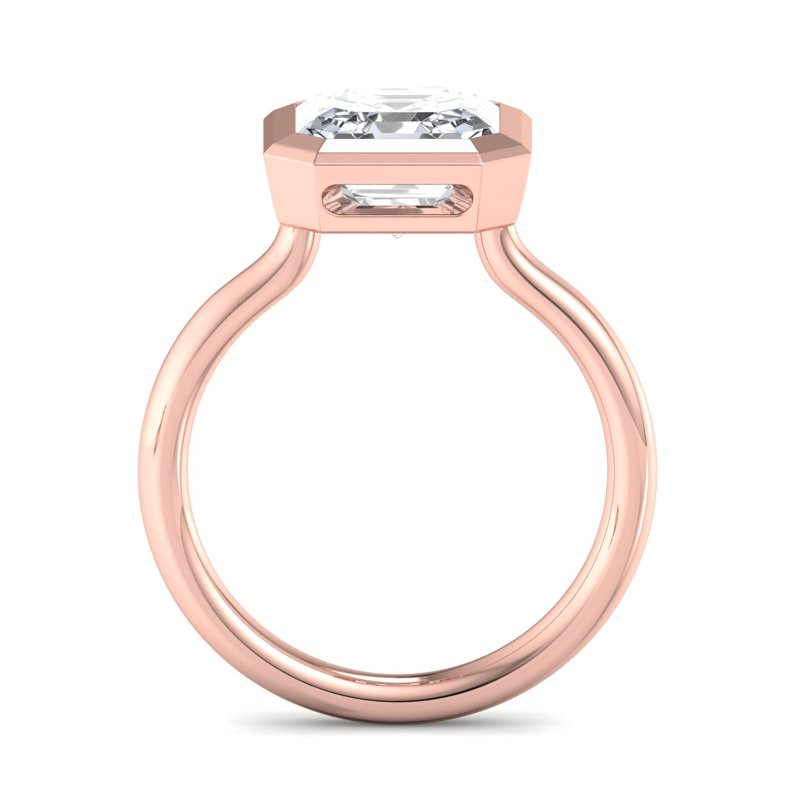 Rose Gold Nouveau Bezel Solitaire & 1ct Asscher Lab Grown Diamond Center