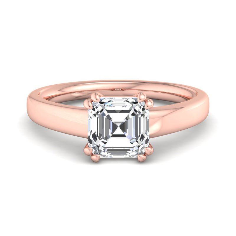 Rose Gold Nestle Cathedral Solitaire & 1ct Asscher Lab Grown Diamond Center