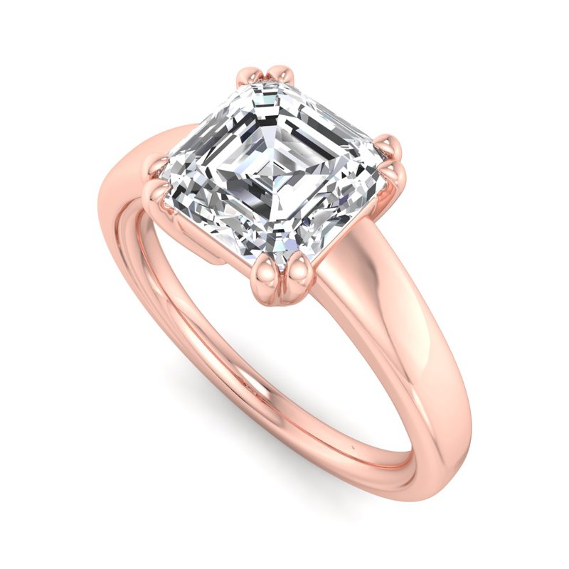 Rose Gold Nestle Cathedral Solitaire & 1ct Asscher Lab Grown Diamond Center