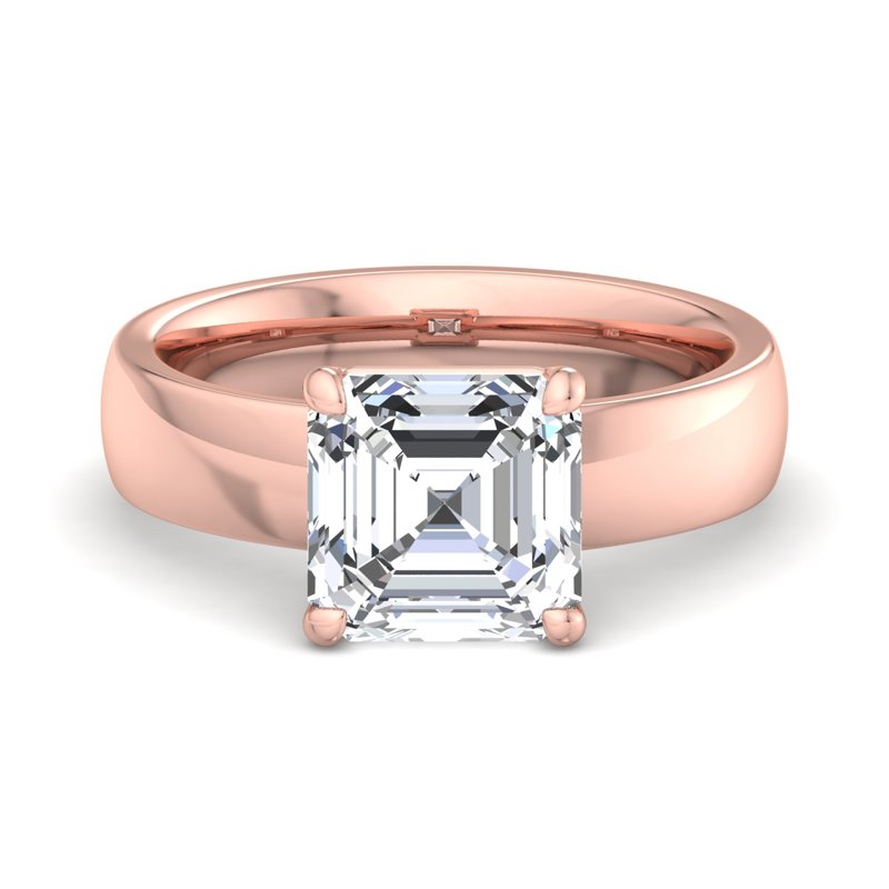 Rose Gold Modern Domed 4.5mm & 1ct Asscher Lab Grown Diamond Center