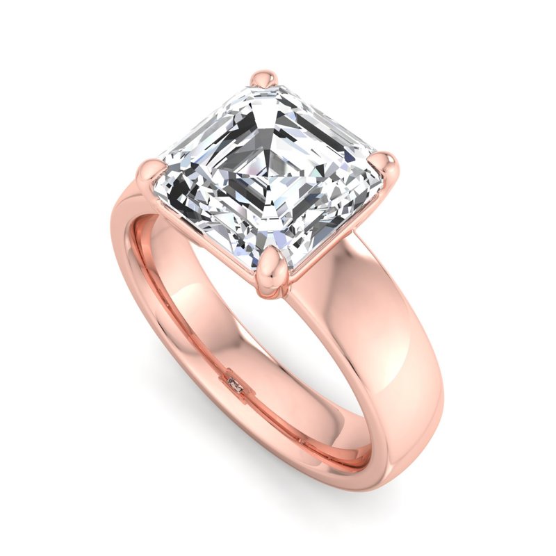 Rose Gold Modern Domed 4.5mm & 1ct Asscher Lab Grown Diamond Center