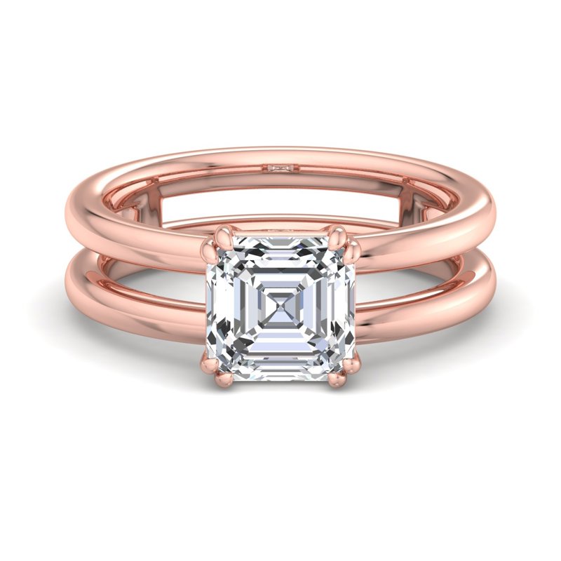 Rose Gold Modern Split Solitaire & 1ct Asscher Lab Grown Diamond Center