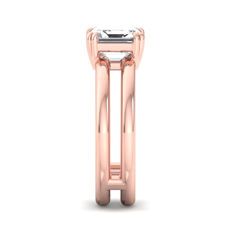 Rose Gold Modern Split Solitaire & 1ct Asscher Lab Grown Diamond Center