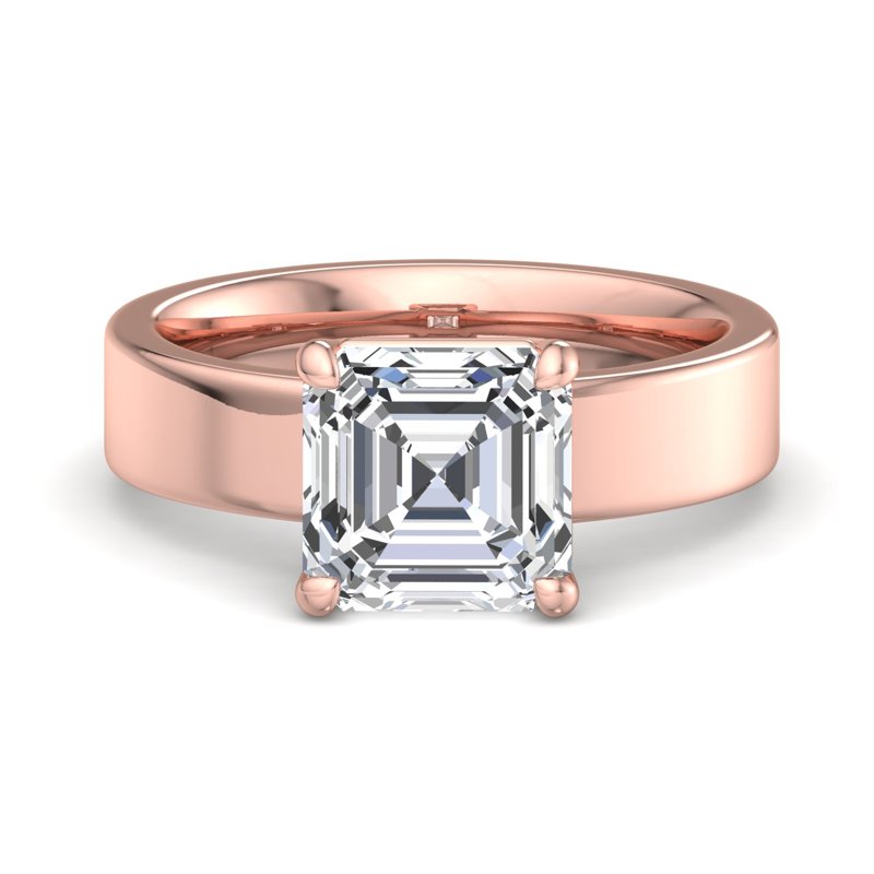 Rose Gold Modern 4.5mm Solitaire & 1ct Asscher Lab Grown Diamond Center
