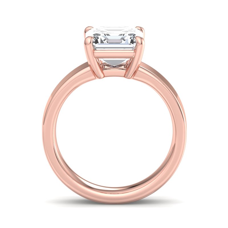 Rose Gold Modern 4.5mm Solitaire & 1ct Asscher Lab Grown Diamond Center