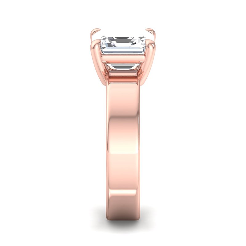 Rose Gold Modern 4.5mm Solitaire & 1ct Asscher Lab Grown Diamond Center