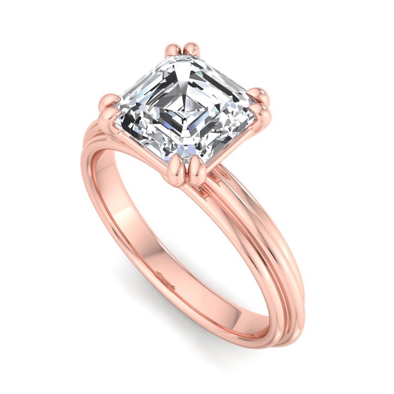 Rose Gold Helena Deco & 1ct Asscher Lab Grown Diamond Center