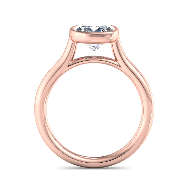 Rose Gold Classic Bezel Solitaire & 1ct Cushion Lab Grown Diamond Center