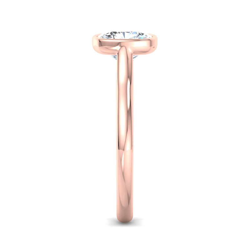 Rose Gold Classic Bezel Solitaire & 1ct Cushion Lab Grown Diamond Center