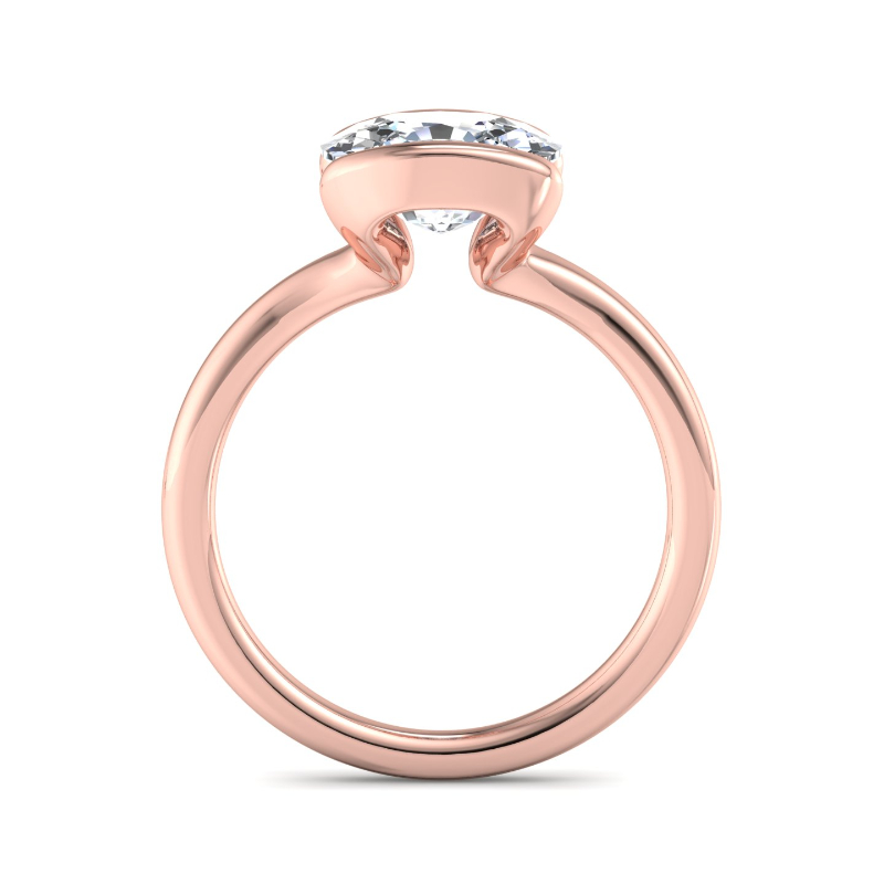 Rose Gold Bezel East West Solitaire & 1ct Elongated Cushion Lab Grown Diamond Center
