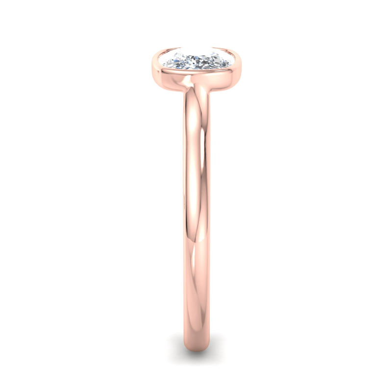 Rose Gold Modern East West Solitaire & 1ct Elongated Cushion Lab Grown Diamond Center