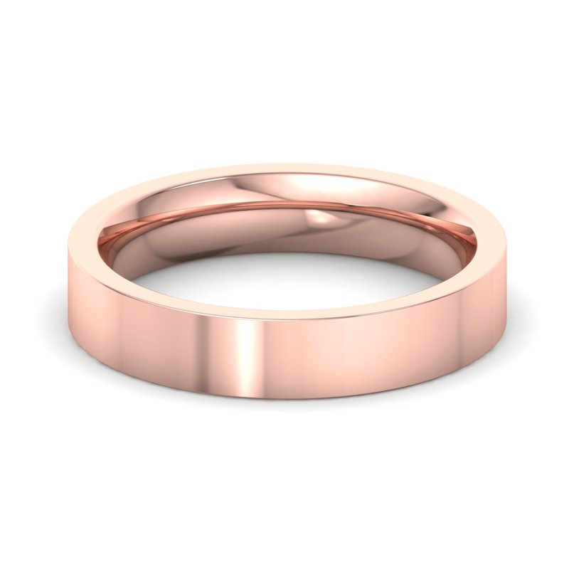 14k Rose Gold 4mm Heavy Flat Comfort Fit Band