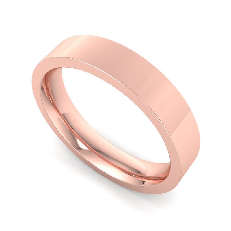 14k Rose Gold 4mm Heavy Flat Comfort Fit Band
