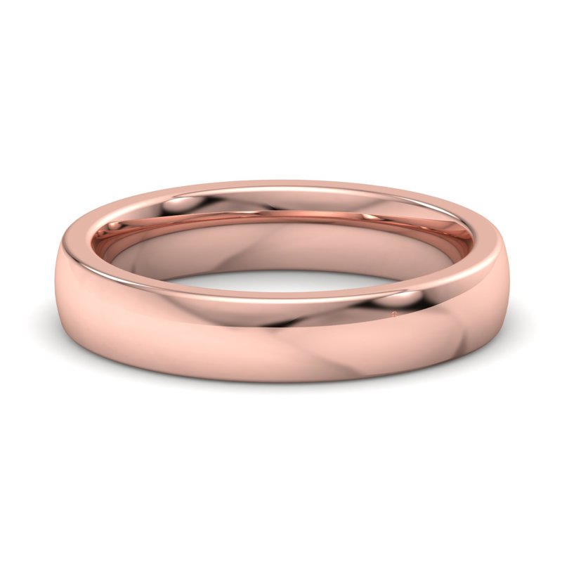 14k Rose Gold 4mm Heavy Low Dome Comfort Fit Band