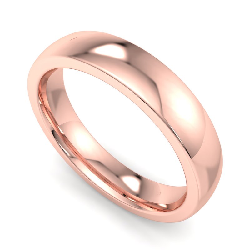 14k Rose Gold 4mm Heavy Low Dome Comfort Fit Band