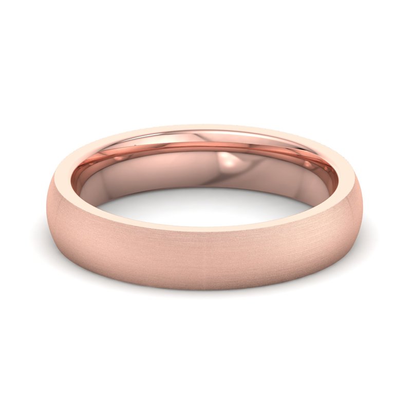 14k Rose Gold 4mm Satin Heavy Dome Comfort Fit Band