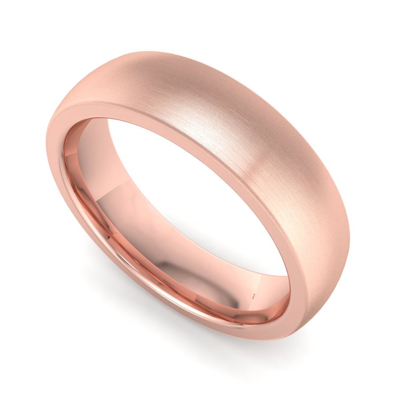 14k Rose Gold 4mm Satin Heavy Dome Comfort Fit Band