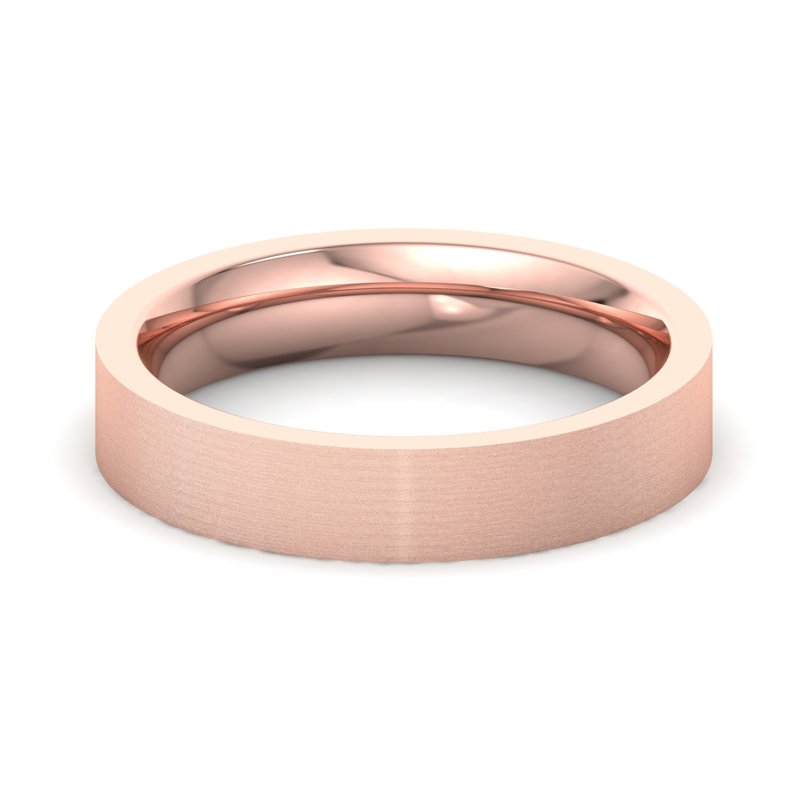 14k Rose Gold 4mm Satin Heavy Flat Comfort Fit Band