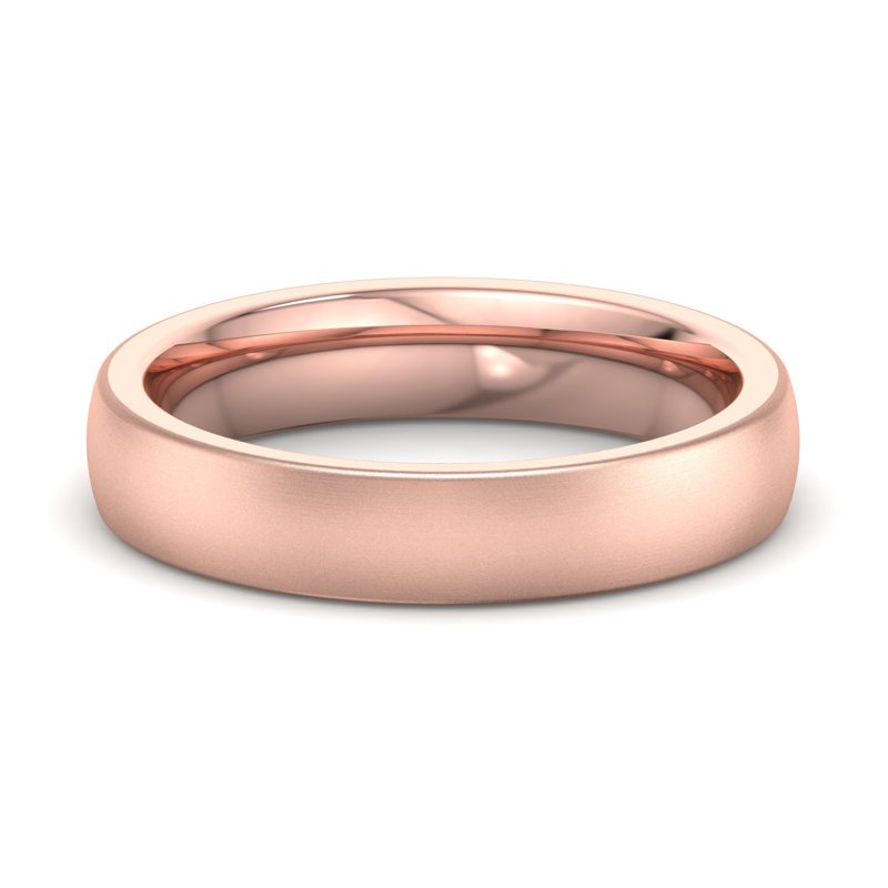 14k Rose Gold 4mm Satin Heavy Low Dome Comfort Fit Band