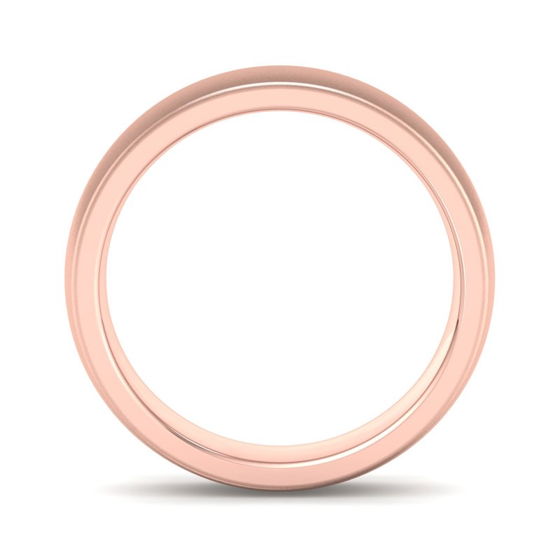 14k Rose Gold 4mm Satin Heavy Low Dome Comfort Fit Band