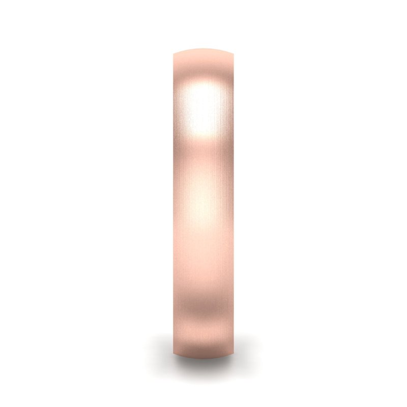 14k Rose Gold 4mm Satin Heavy Low Dome Comfort Fit Band