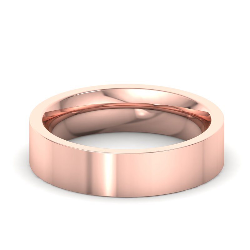 14k Rose Gold 5mm Heavy Flat Comfort Fit Band