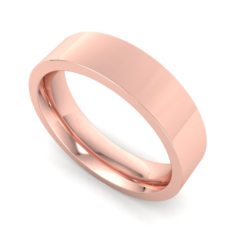 14k Rose Gold 5mm Heavy Flat Comfort Fit Band