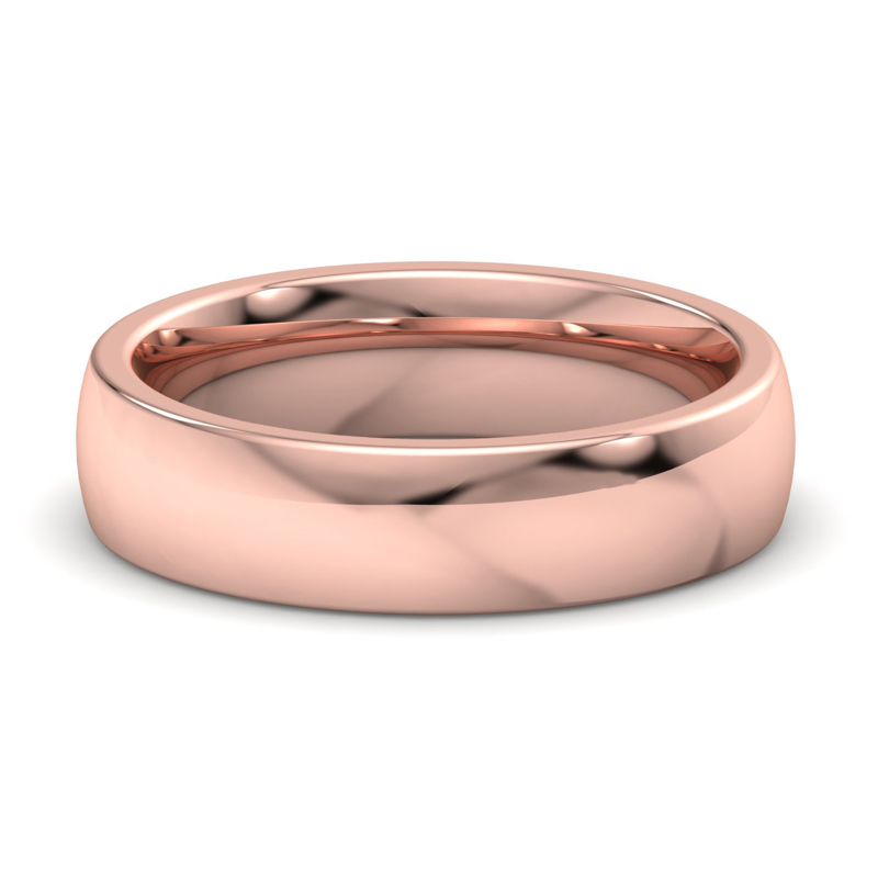14k Rose Gold 5mm Heavy Low Dome Comfort Fit Band
