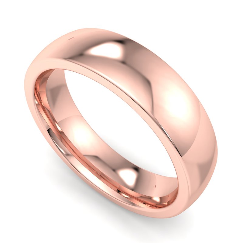 14k Rose Gold 5mm Heavy Low Dome Comfort Fit Band