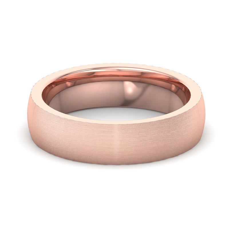 14k Rose Gold 5mm Satin Heavy Dome Comfort Fit Band