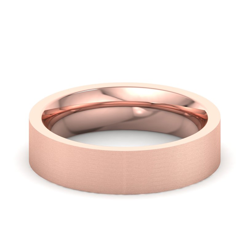 14k Rose Gold 5mm Satin Heavy Flat Comfort Fit Band