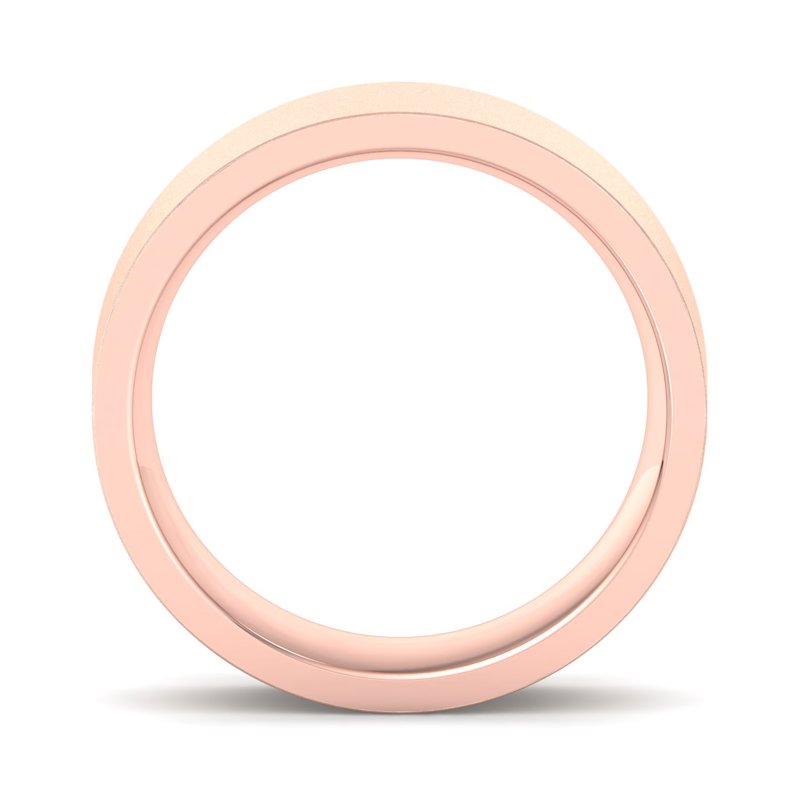 14k Rose Gold 5mm Satin Heavy Flat Comfort Fit Band