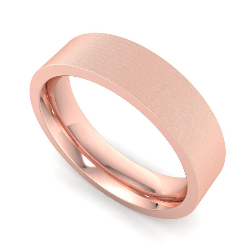 14k Rose Gold 5mm Satin Heavy Flat Comfort Fit Band