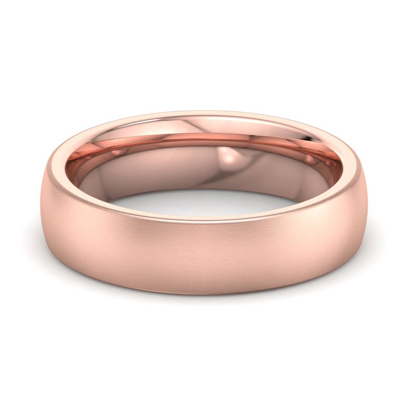 14k Rose Gold 5mm Satin Heavy Low Dome Comfort Fit Band