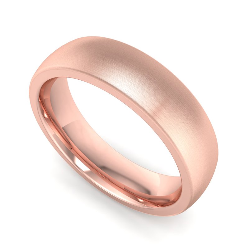 14k Rose Gold 5mm Satin Heavy Low Dome Comfort Fit Band