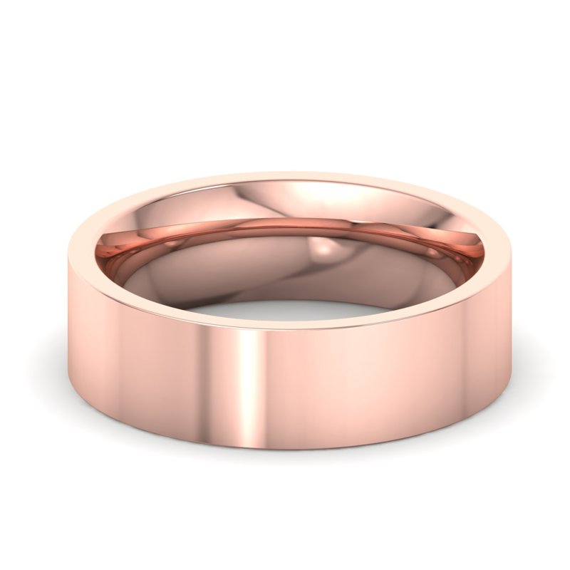 14k Rose Gold 6mm Heavy Flat Comfort Fit Band