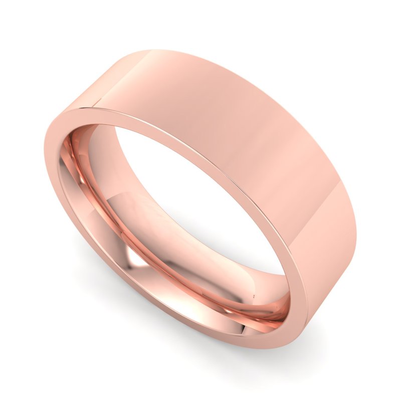 14k Rose Gold 6mm Heavy Flat Comfort Fit Band