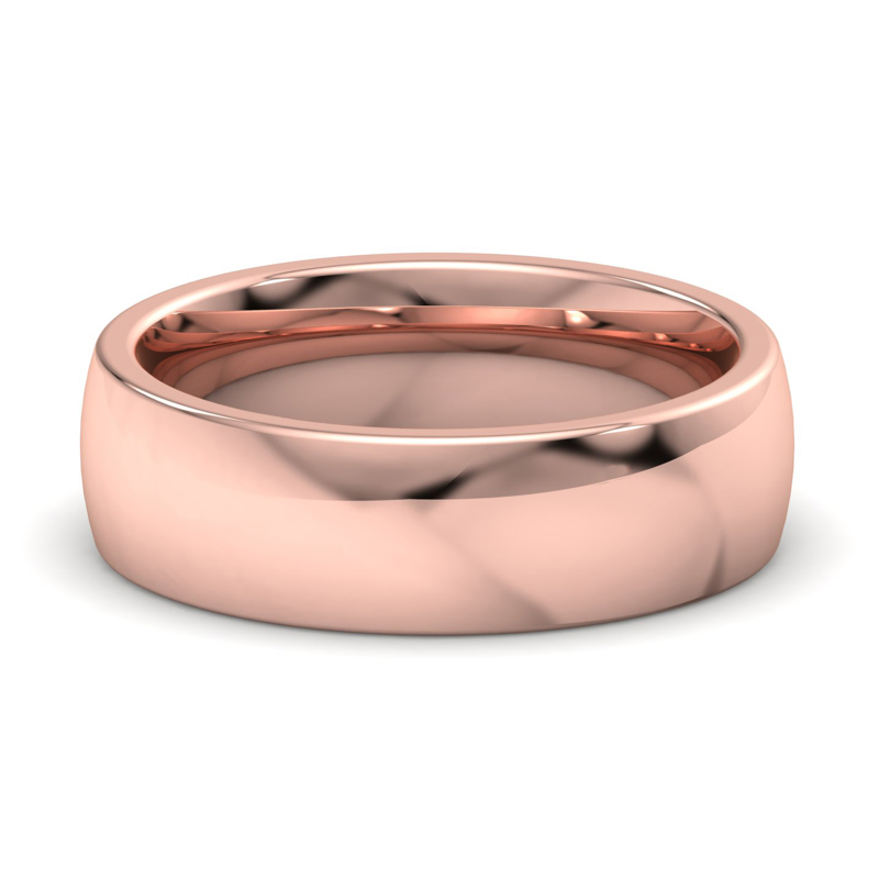14k Rose Gold 6mm Heavy Low Dome Comfort Fit Band