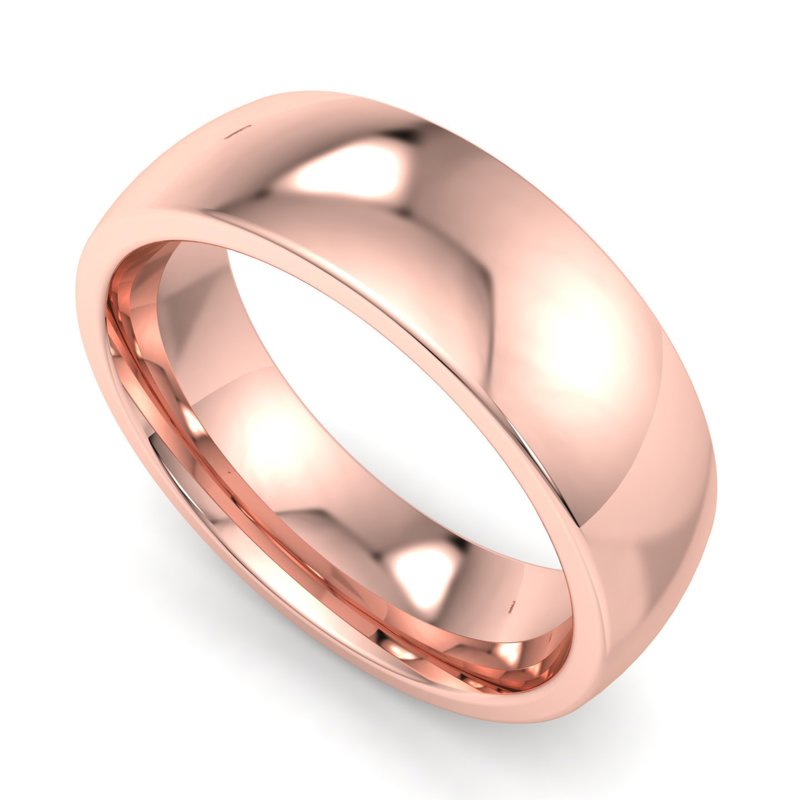 14k Rose Gold 6mm Heavy Low Dome Comfort Fit Band