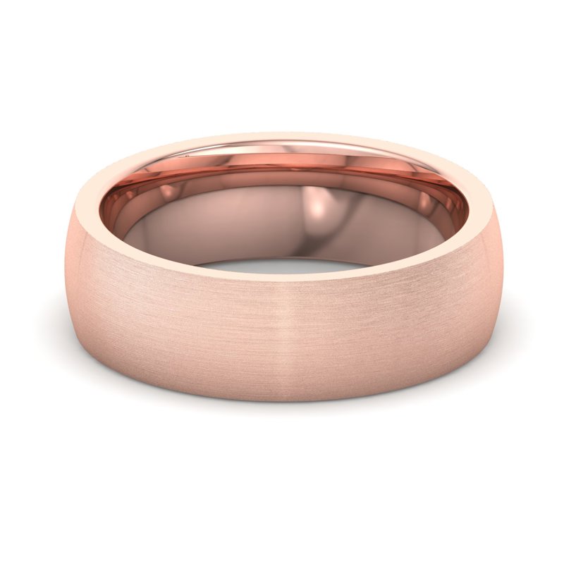 14k Rose Gold 6mm Satin Heavy Dome Comfort Fit Band